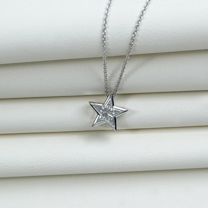 Pie Cut Diamond Star Shape Pendant Necklaces