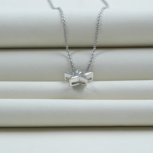 Pie Cut Diamond Star Shape Pendant Necklaces