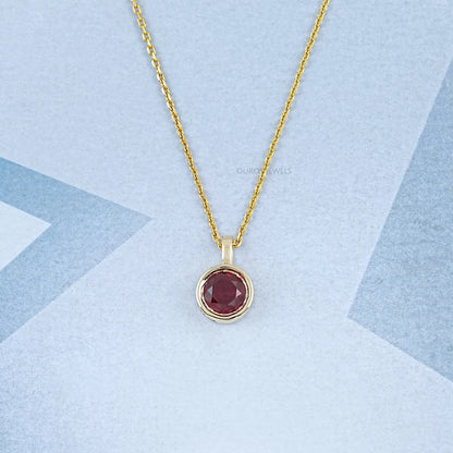 Pigeon Blood Ruby Round Gemstone Bezel Pendant