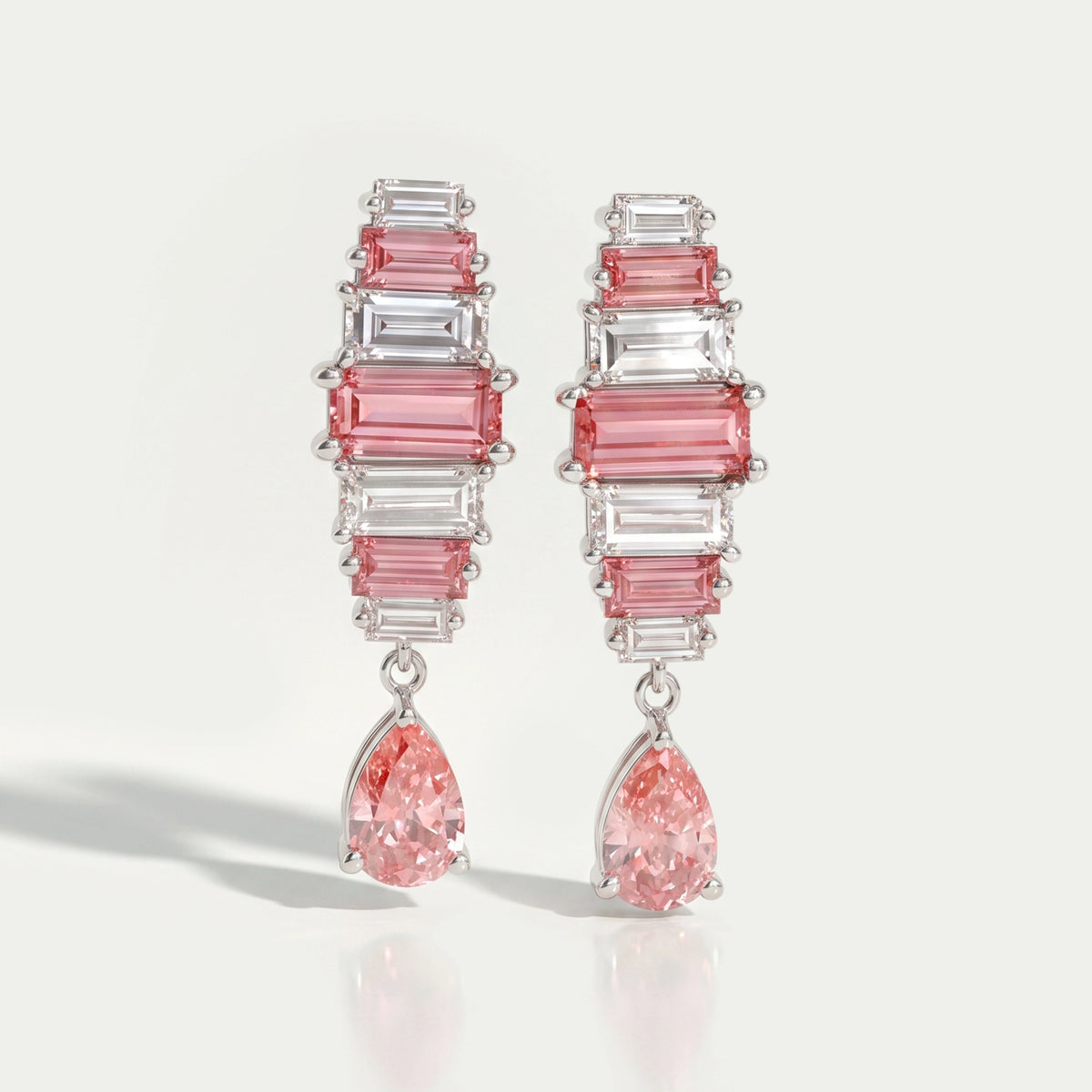 Pink Baguette Attentive Diamond Earrings Earrings