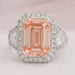 Pink Emerald Cut Three Stone Engagement Ring