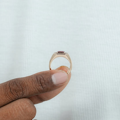Pink Emerald Gemstone Men's Halo Ring Ring