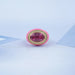Blue Topaz East West Oval With Enamel Cocktail Ring Pink Gemstone Rings