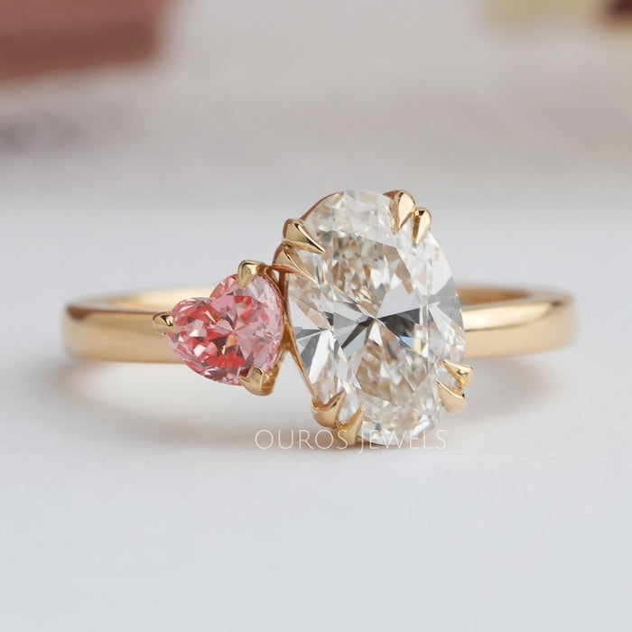 Oval And Heart Cut Lab Grown Diamond Toi Et Moi Ring