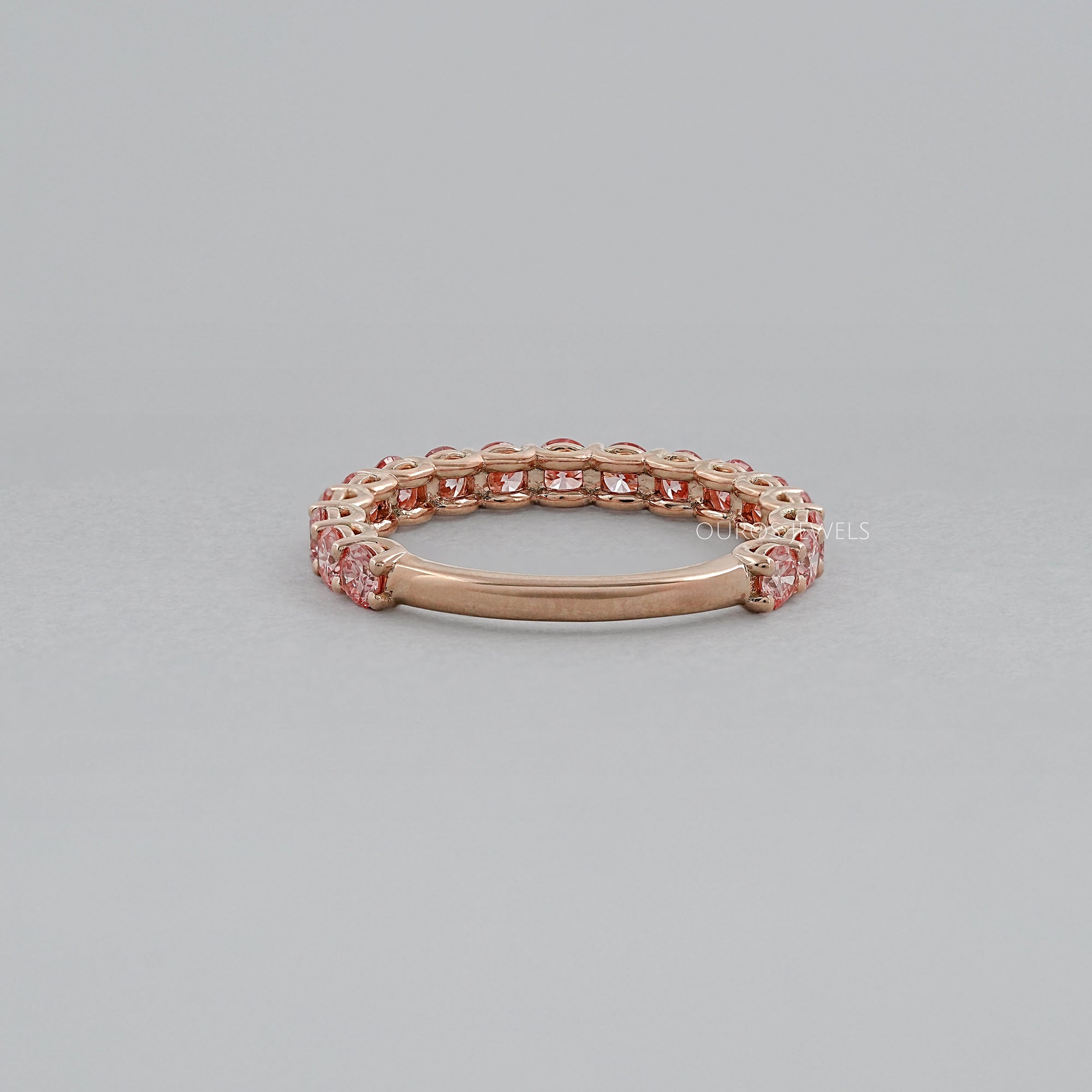 Pink And Blue Round Lab Diamond Eternity Band