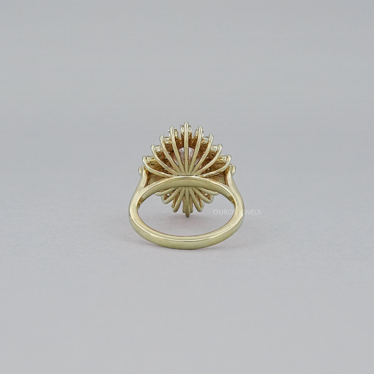 Fancy Vivid Pink Oval Cut Double Halo Sunbrust Ring Rings