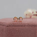 Fancy Pink Stud Earrings, 14K Yellow Gold Oval Stud Earrings