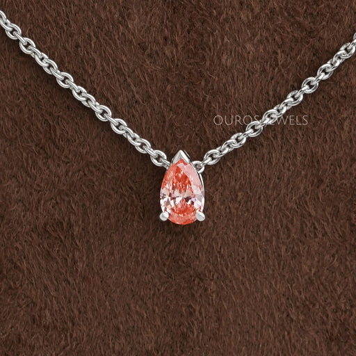 Pink Pear Cut Lab Grown Diamond Pendant Necklaces