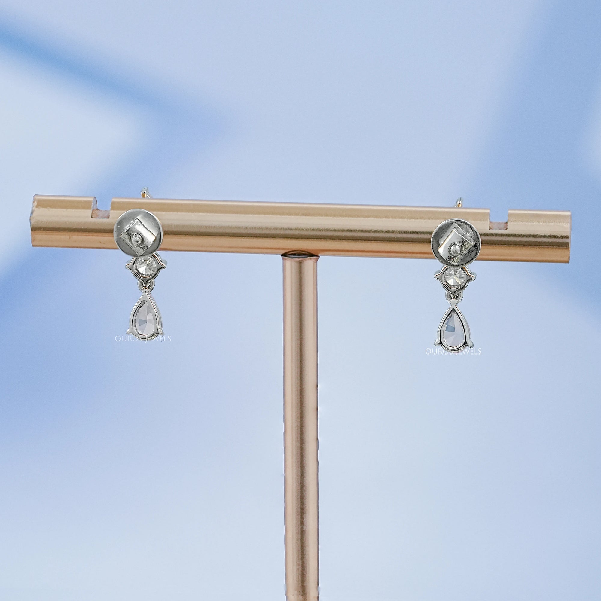 Padparadscha Pear Gemstone Drop Earrings