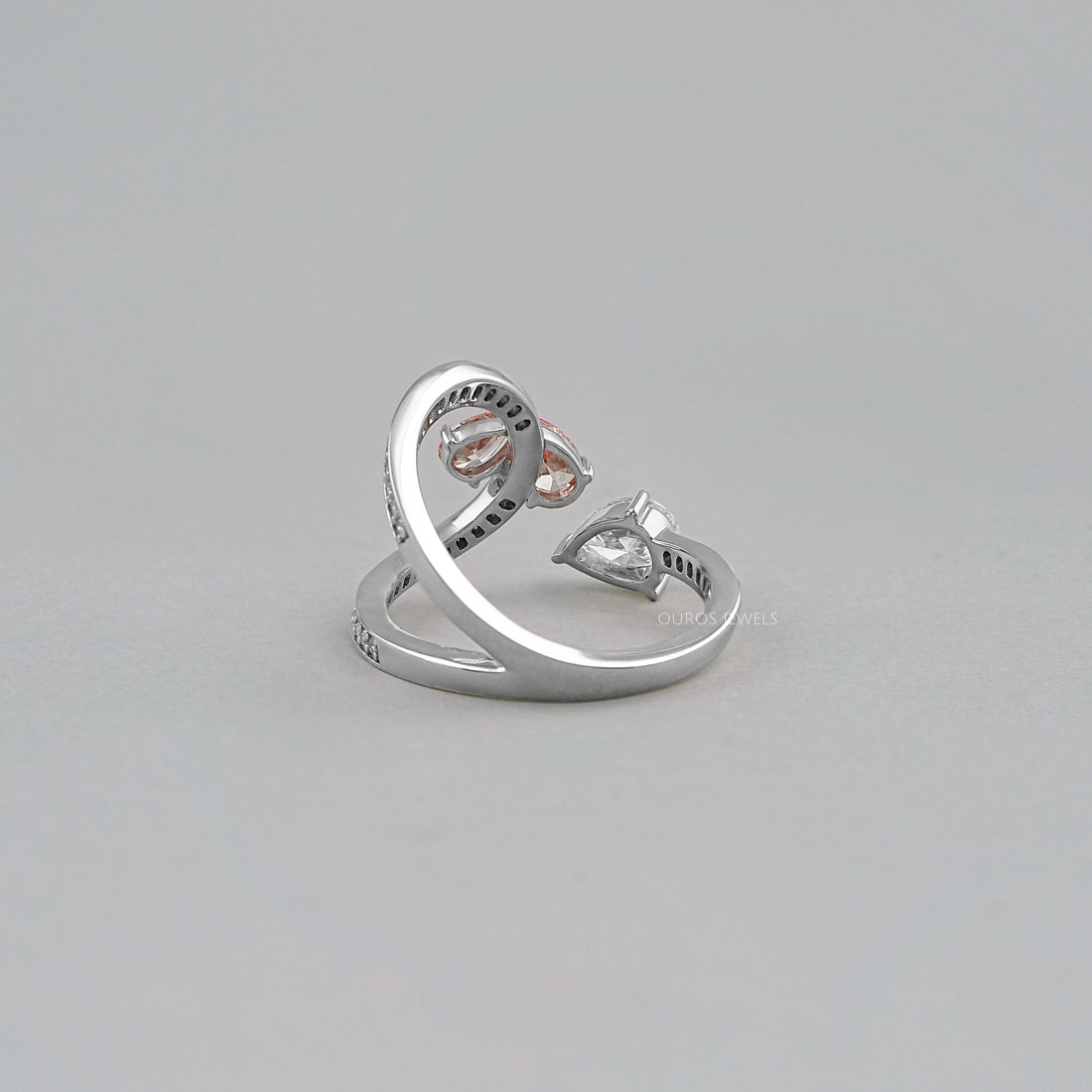 Pink Pear Cut Diamond Bypass Accent Ring Ring