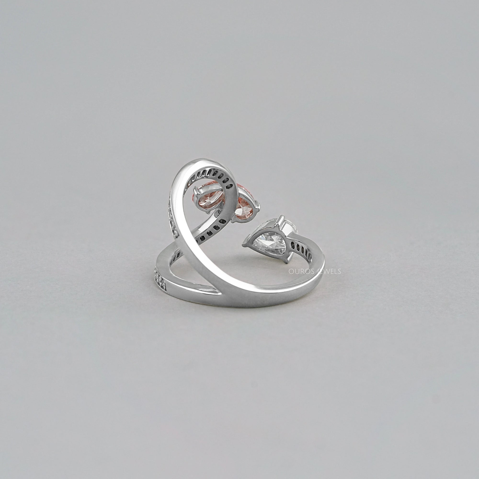 Pink Pear Cut Diamond Bypass Accent Ring Ring