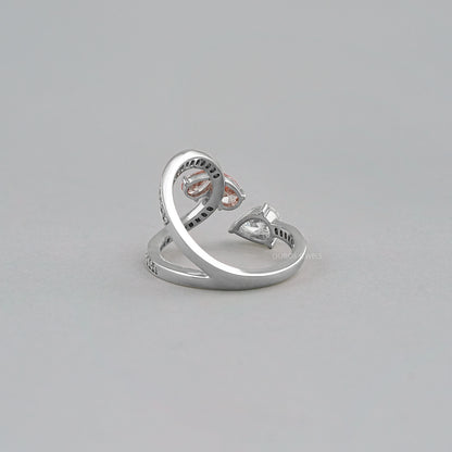 Pink Pear Cut Diamond Bypass Accent Ring Ring