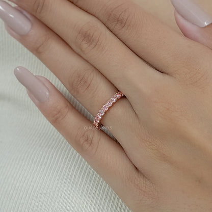 Pink And Blue Round Lab Diamond Eternity Band