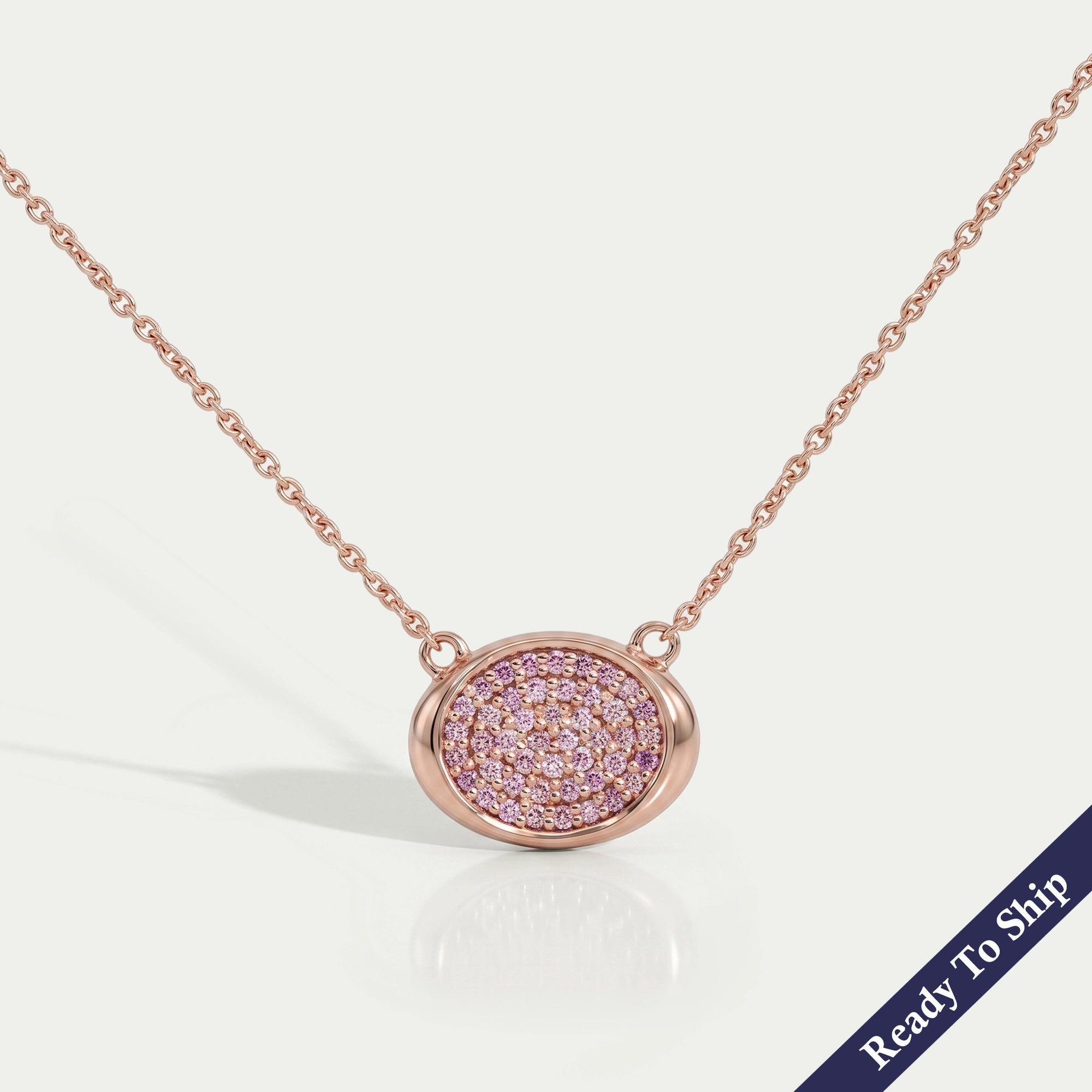 Pink Round Cut Lab Grown Diamond Pave Set Pendant