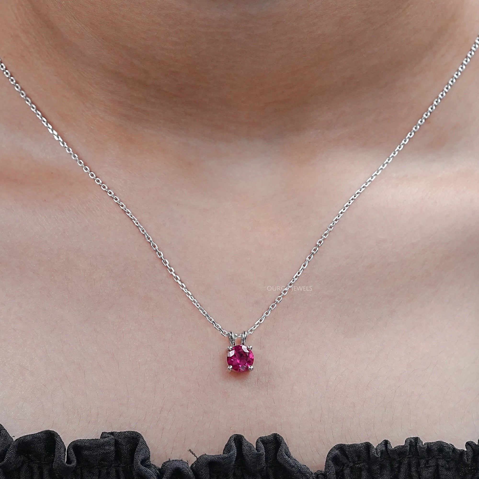 Round Cut Solitaire Gemstone Pendant
