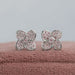 Flower Shape Pink Round Cut Lab Diamond Stud Earrings