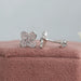 Flower Shape Pink Round Cut Lab Diamond Stud Earrings