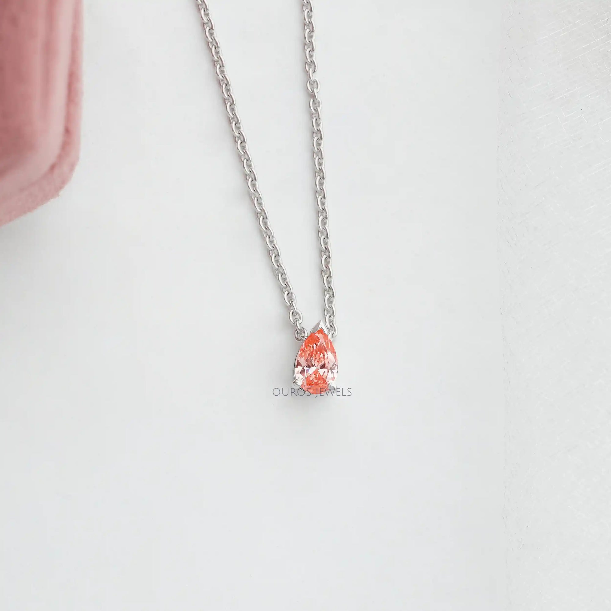 Pink Pear Cut Lab Grown Diamond Pendant Necklaces