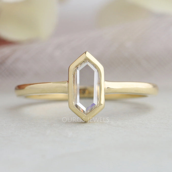 Hexagon Portrait Cut Solitaire Diamond Ring Rings
