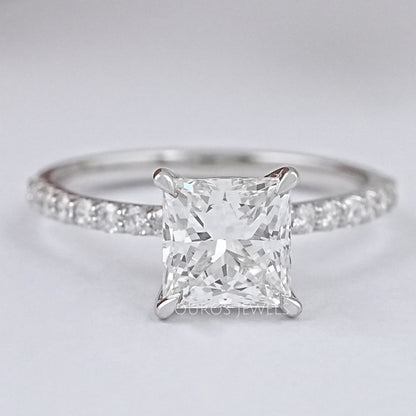 Princess Diamond Solitaire Accent Engagement Ring Rings