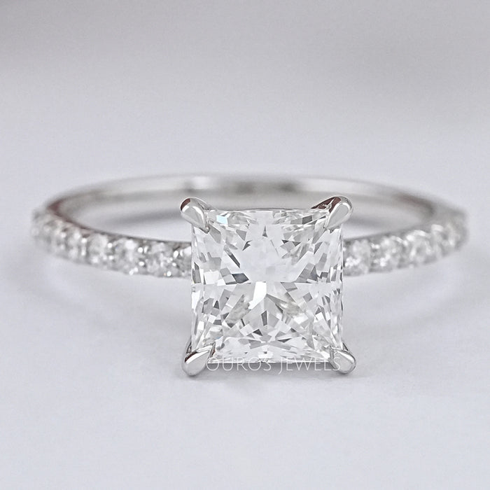 Princess Diamond Solitaire Accent Engagement Ring Rings