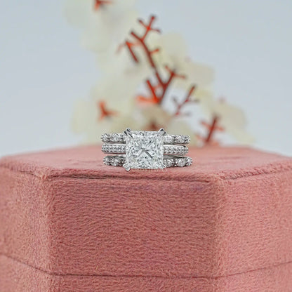 Princess Cut Diamond Wedding Bridal Ring Set