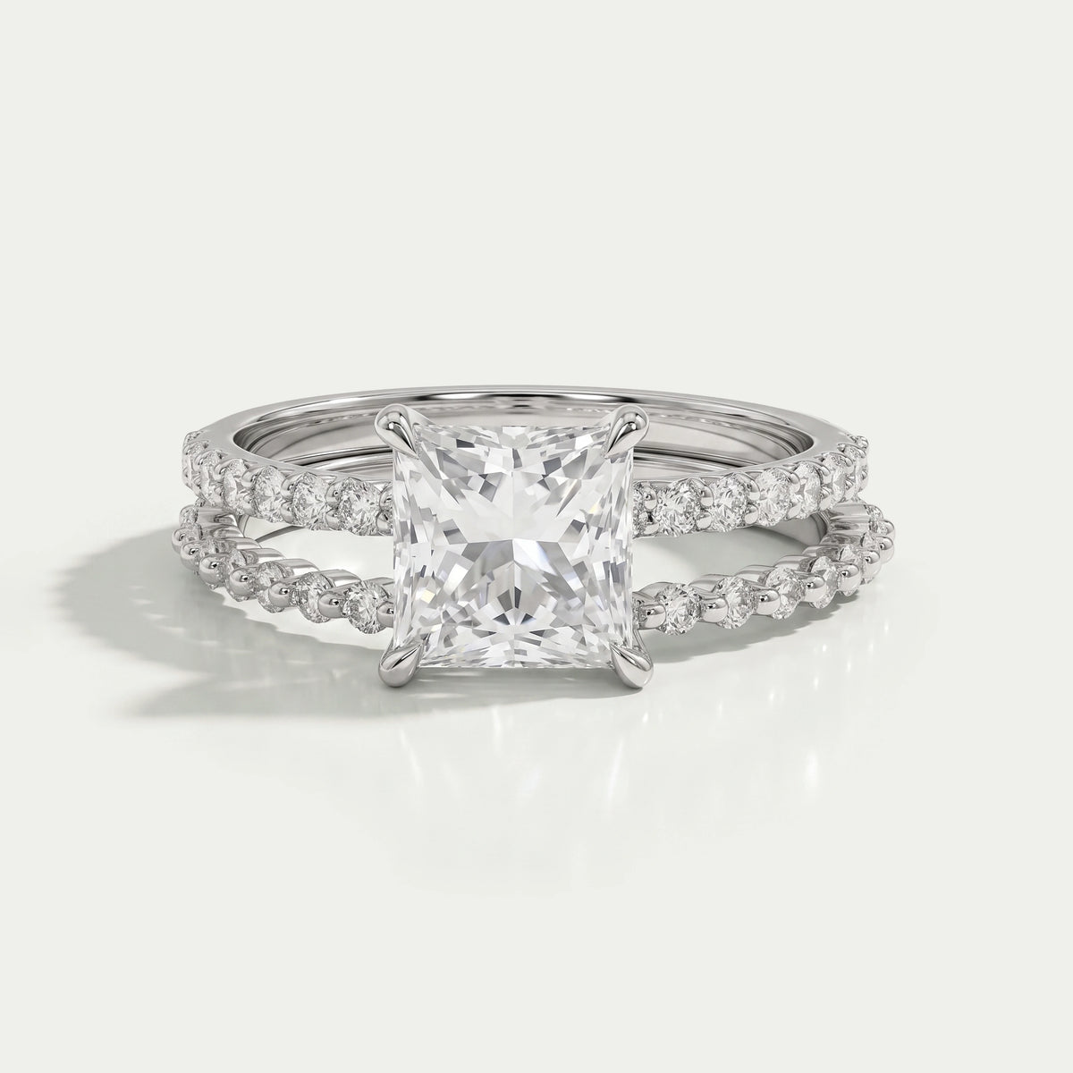 Princess Cut Lab Diamond Solitaire Bridal Set