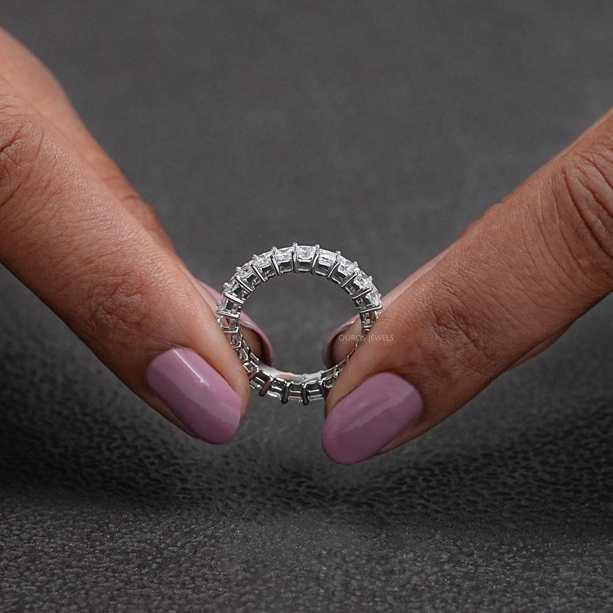 Princess Cut Lab Diamond Full Eternity Band Rings