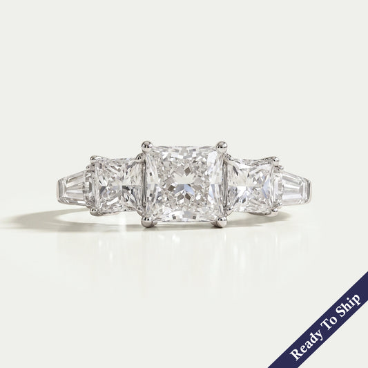 Princess Lab Diamond Five Stone Engagement Ring