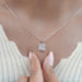Princess Cut Lab Diamond Halo Pendant Necklaces