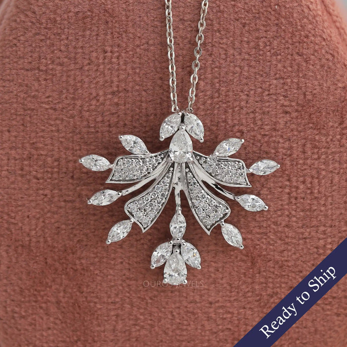 Marquise And Round Cut Cluster Diamond Pendant