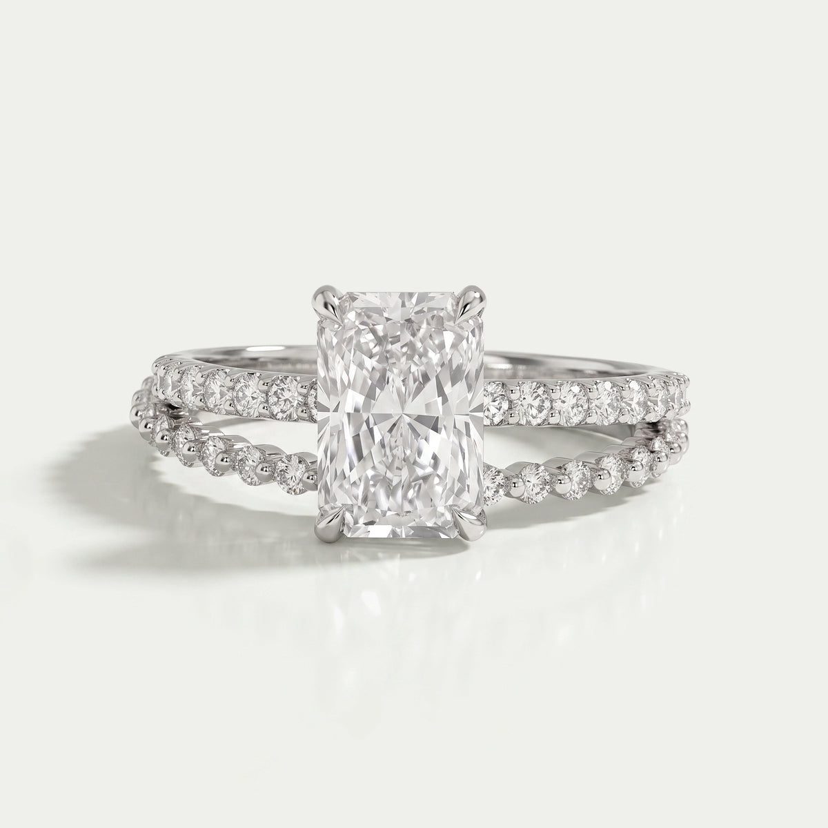Radiant Cut Solitaire Accent Bridal Ring Set Rings