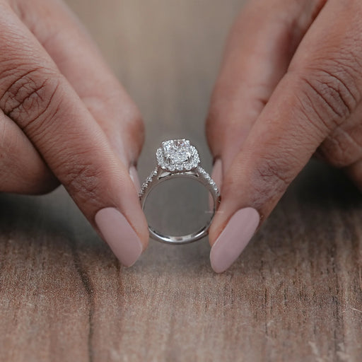Radiant Cut Halo Lab Diamond Engagement Ring Rings