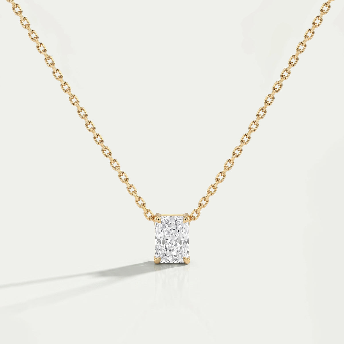Radiant Lab Grown Diamond Solitaire Pendant Necklaces