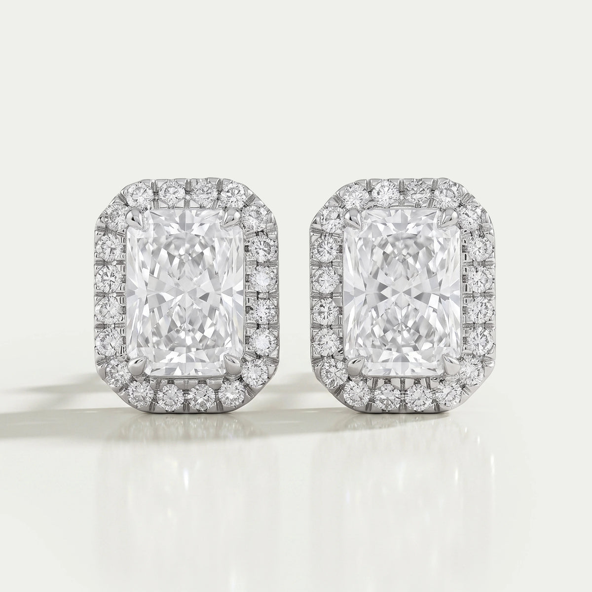Radiant Diamond Halo Stud Earrings Earring