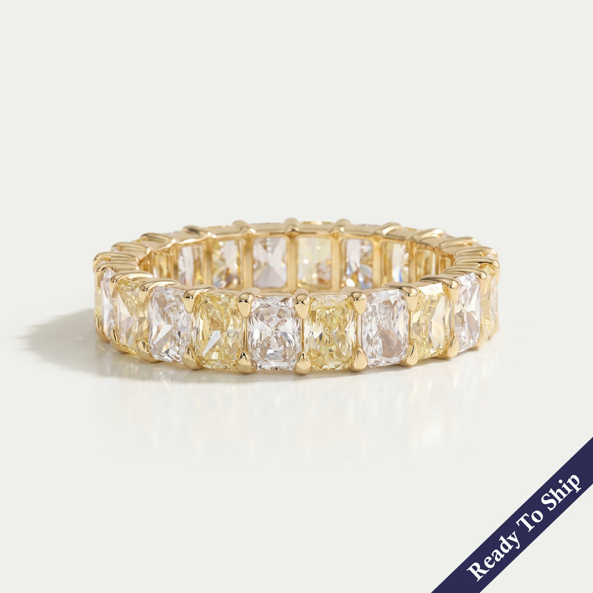 Yellow Radiant Cut Lab Diamond Eternity Band Ring