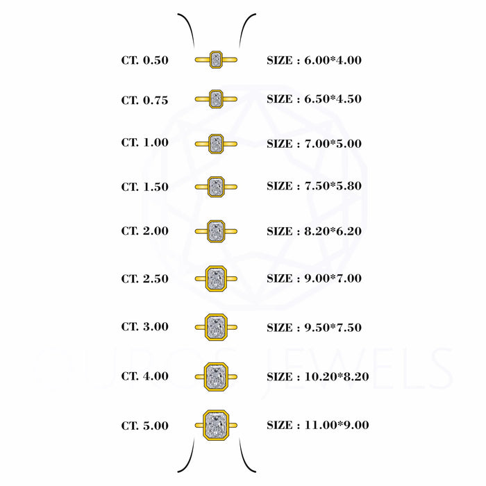 Radiant Diamond Bezel Set Engagement Ring Rings