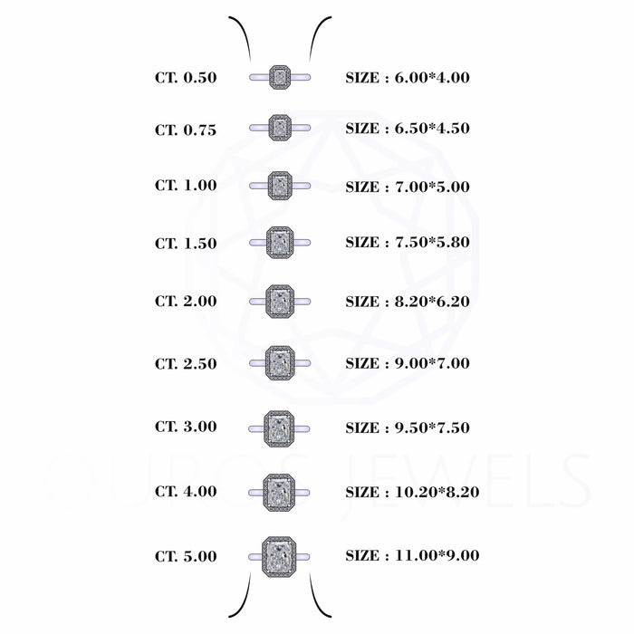 Radiant Lab Diamond Solitaire Halo Engagement Ring Rings