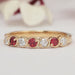 Red Gemstone Round Cut Lab Diamond Half Eternity Band