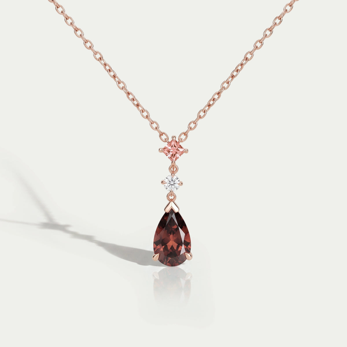 Red Pear Cut Lab Diamond Pendant Necklaces