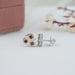Red Ruby Three Stone Stud Earring