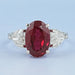 3 Stone Oval Ruby Lab Gemstone Ring Ring