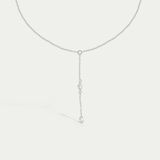 Rose Cut Oval And Round Diamond Lariat Necklace Necklaces