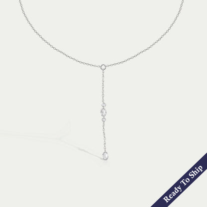 Rose Cut Oval And Round Diamond Lariat Necklace
