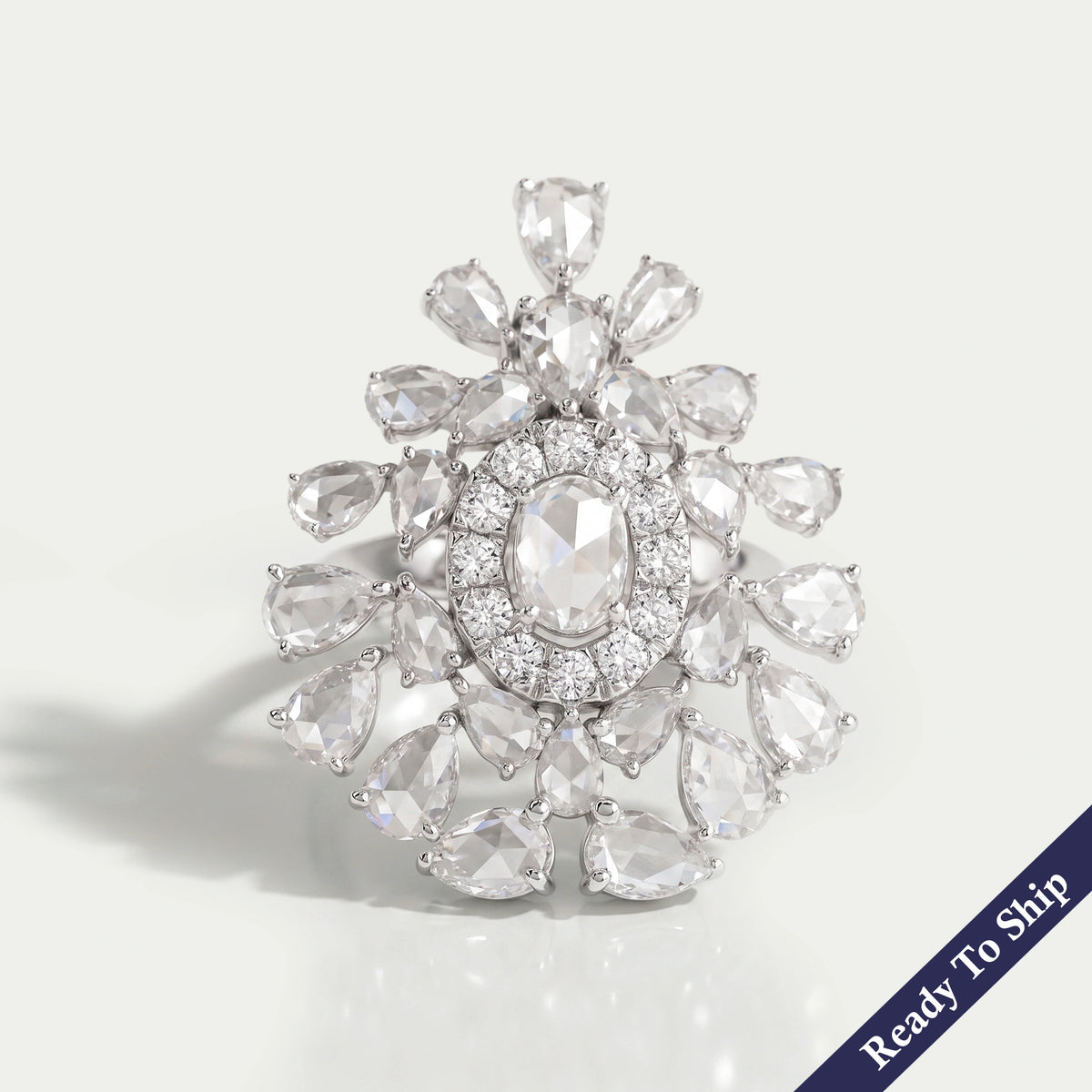 Rose Cut Lab Diamond Cluster Ring Ring