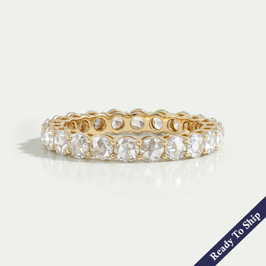 Rose Cut Round Diamond Eternity Wedding Band Ring