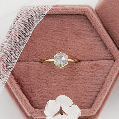 Rose Cut Round Diamond Solitaire Ring