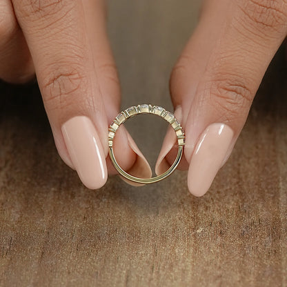 Rose Cut Round Diamond Half Eternity Band