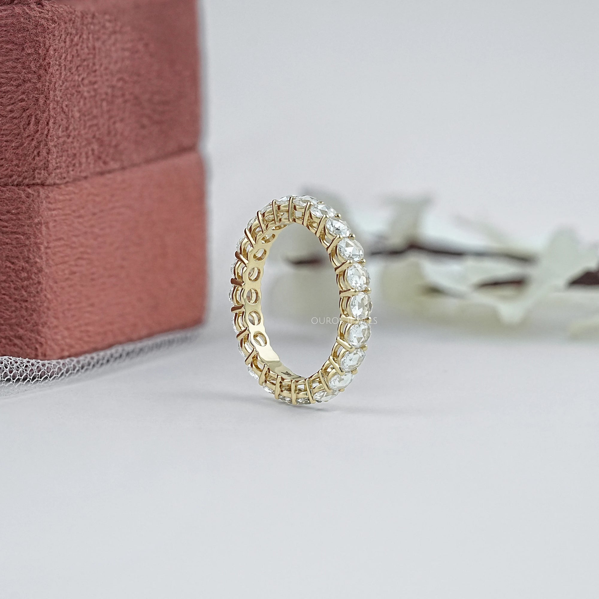 Rose Cut Round Diamond Eternity Wedding Band Ring