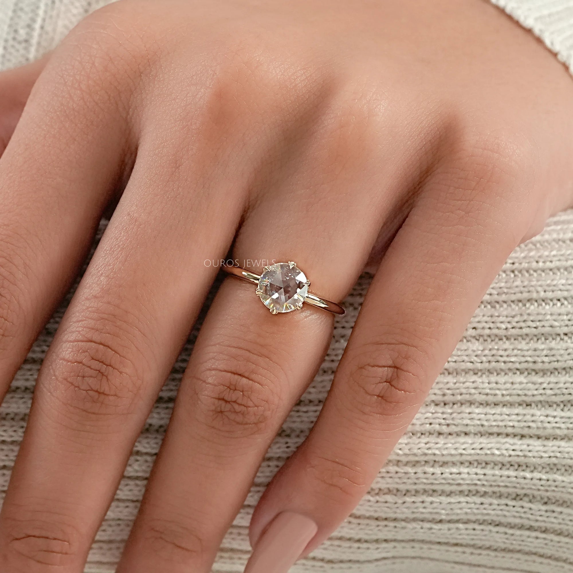 Rose Cut Round Diamond Solitaire Ring